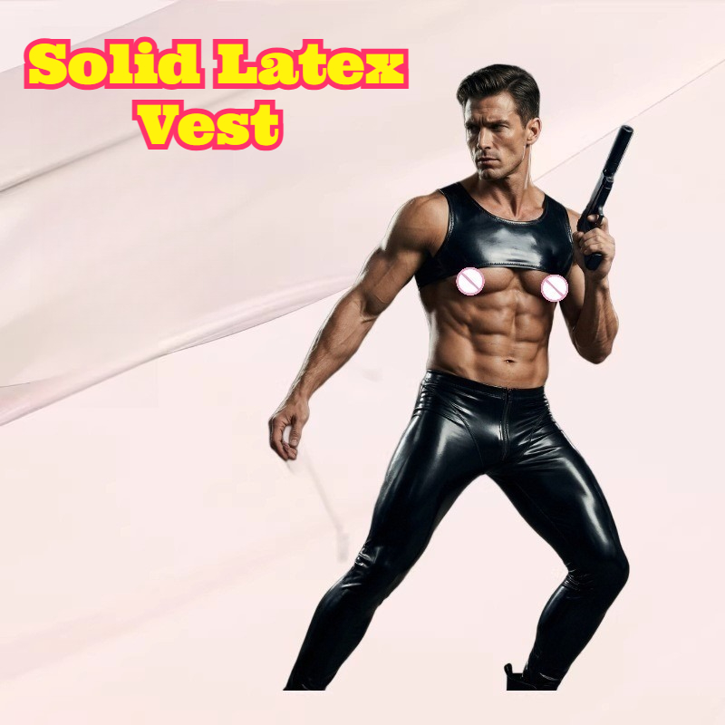 Tank Top Muscle - Top corto ajustado de látex sólido